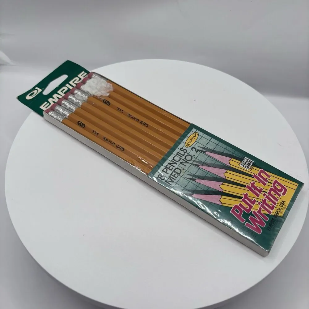 Vintage Empire No. 2 Non Toxic Pencils 8 Pack NOS Sealed 1980 Collectible USA